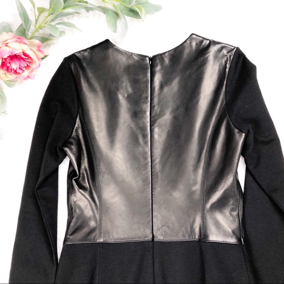 Antonio Melani Black Leather Long Sleeve Dress - Picture 6 of 6